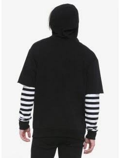 Outlet ❤️ Black & White Stripe Twofer Hoodie 🎉 -HT Style Outlet Store 18678921 av2