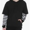 Outlet ❤️ Black & White Stripe Twofer Hoodie 🎉 -HT Style Outlet Store 18678921 hi
