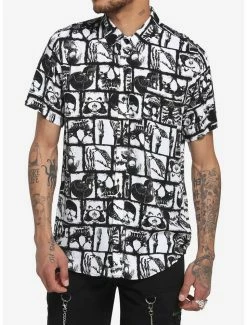 Promo 😉 Black & White Skeletal Anatomy Woven Button-Up 🔥