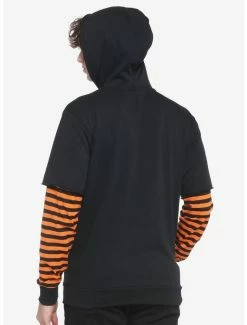 Flash Sale 😍 Orange & Black Stripe Twofer Hoodie 🔥 -HT Style Outlet Store 18679335 av2