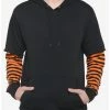 Flash Sale 😍 Orange & Black Stripe Twofer Hoodie 🔥 -HT Style Outlet Store 18679335 hi