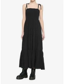 Flash Sale ✨ Black Smock Tiered Midi 👗 Dress ✨ -HT Style Outlet Store 18684517 av1