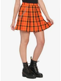 Top 10 🎁 Orange Plaid Pleated 👗 Skirt 😀