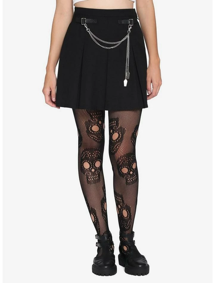 Outlet 😍 Black Coffin Chain Pleated 👗 Skirt 💯 3 Outlet 😍 Black Coffin Chain Pleated 👗 Skirt 💯