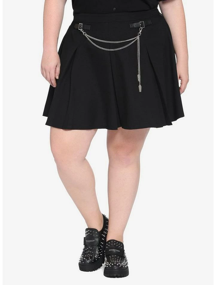 Brand new 🔔 Black Coffin Chain Pleated 👗 Skirt Plus Size 😀 3 Brand new 🔔 Black Coffin Chain Pleated 👗 Skirt Plus Size 😀
