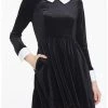 New ๐งจ Black Velvet Cuffs & Collar Long-Sleeve ๐ Dress ๐ 1 New ๐งจ Black Velvet Cuffs & Collar Long-Sleeve ๐ Dress ๐ -HT Style Outlet Store 18687588 hi