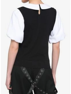 Best Pirce 🔔 Black & White Collar 👧 Girls Twofer Top 🌟 -HT Style Outlet Store 18689490 av2