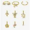 Best Sale ⭐ Steel Gold Mushroom Butterfly Nose Stud & Hoop 9 Pack 😀 -HT Style Outlet Store 18747315 hi