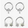 Top 10 👏 Steel Silver Mushroom Flower Curved Barbell & Captive Hoop 4 Pack 🎁 -HT Style Outlet Store 18747330 hi
