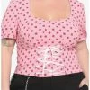 Top 10 🧨 Strawberry Lace-Up 👧 Girls Crop Woven Top Plus Size 🌟 -HT Style Outlet Store 18754742 hi