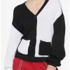 Best Sale 😀 Black & White Split Boyfriend Fit 👧 Girls Cardigan 😍 -HT Style Outlet Store 18759091 hi