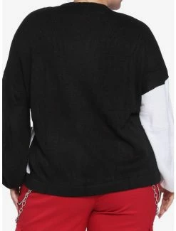 Hot Sale 👍 Black & White Split Boyfriend Fit 👧 Girls Cardigan Plus Size 🥰 -HT Style Outlet Store 18759099 av2