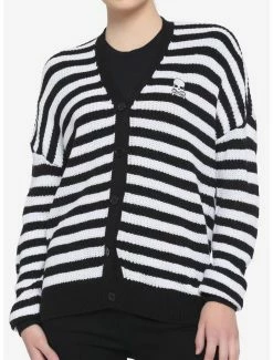 New 🔥 Black & White Stripe Skull 👧 Girls Cardigan 👏