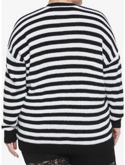 Hot Sale ✨ Black & White Stripe Skull 👧 Girls Cardigan Plus Size 😀 -HT Style Outlet Store 18760415 av2