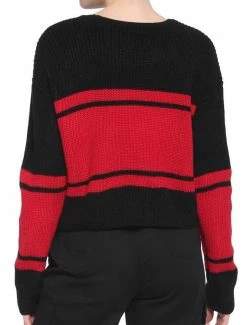 Discount 😍 Black & Red Stripe Skull 👧 Girls Crop Sweater ❤️ -HT Style Outlet Store 18760423 av2
