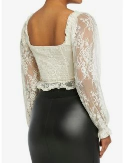 Budget 🛒 Ivory Lace Corset 👧 Girls Long-Sleeve Top 🧨 -HT Style Outlet Store 18760447 av2