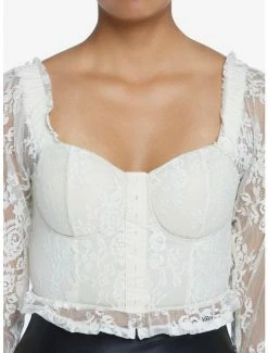 Budget 🛒 Ivory Lace Corset 👧 Girls Long-Sleeve Top 🧨 -HT Style Outlet Store 18760447 av3