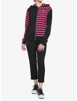 Wholesale 🔔 Pink & Black Stripe Split 👧 Girls Hoodie 🧨 -HT Style Outlet Store 18760502 av1