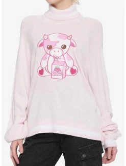 Flash Sale 🤩 Strawberry Milk Cow Turtleneck 👧 Girls Sweater 👏