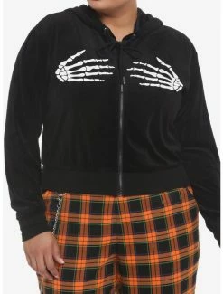 Wholesale 👏 Skull Hands Crop 👧 Girls Hoodie Plus Size ❤️