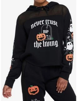 Best reviews of ๐ Never Trust The Living Mesh ๐ง Girls Crop Hoodie ๐