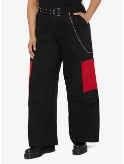 Brand new 👍 Black & Red Straight Leg Cargo Pants Plus Size 😀