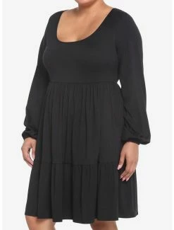 Brand new 💯 Black Tiered Long-Sleeve 👗 Dress Plus Size 🔥