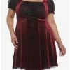 Outlet 🎉 Burgundy Velvet & Black Lace Corset 👗 Dress Plus Size 😉