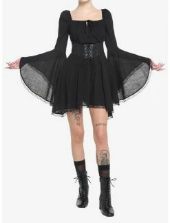 Best deal 🎉 Black Corset Bell Sleeve 👗 Dress 🌟 -HT Style Outlet Store 18815364 av1