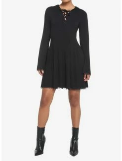 Cheapest 🎁 Black Lace-Up Front Hooded 👗 Dress 🔥 6 Cheapest 🎁 Black Lace-Up Front Hooded 👗 Dress 🔥 -HT Style Outlet Store 18815379 av1