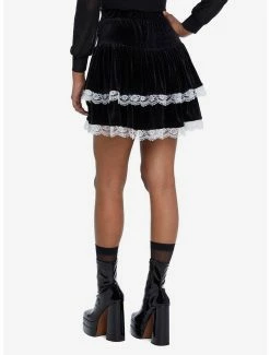 Discount 👏 Black Velvet & White Lace 👗 Skirt 👏 -HT Style Outlet Store 18815511 av1