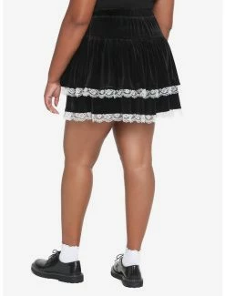 Cheapest 😀 Black Velvet & White Lace 👗 Skirt Plus Size ⌛ -HT Style Outlet Store 18815519 av1