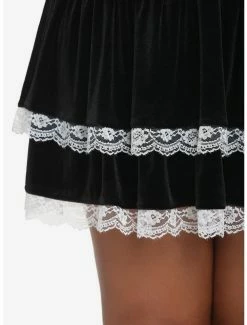 Cheapest 😀 Black Velvet & White Lace 👗 Skirt Plus Size ⌛ -HT Style Outlet Store 18815519 av2