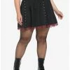 Best deal 👏 Black Lace Trim & Grommets Pleated 👗 Skirt Plus Size ⭐