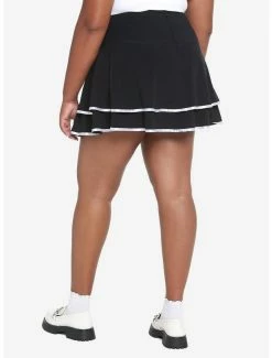 New ⌛ Black & White Triple Lace-Up Tiered 👗 Skirt Plus Size 🎉 -HT Style Outlet Store 18816030 av1