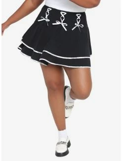New ⌛ Black & White Triple Lace-Up Tiered 👗 Skirt Plus Size 🎉 -HT Style Outlet Store 18816030 av4