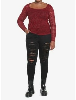 Best reviews of 💯 Burgundy Lace 👧 Girls Long-Sleeve Top Plus Size 🌟 -HT Style Outlet Store 18817499 av1
