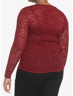 Best reviews of 💯 Burgundy Lace 👧 Girls Long-Sleeve Top Plus Size 🌟 -HT Style Outlet Store 18817499 av2
