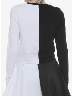 Brand new 😉 Black & White Split Ribcage 👧 Girls Long-Sleeve T-Shirt 👏 -HT Style Outlet Store 18817523 av2