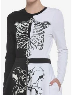 Brand new 😉 Black & White Split Ribcage 👧 Girls Long-Sleeve T-Shirt 👏