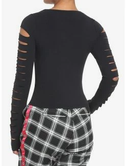 Deals 🧨 Skeleton Slashed Long-Sleeve 👧 Girls Crop Top ⭐ -HT Style Outlet Store 18817539 av2