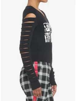 Deals 🧨 Skeleton Slashed Long-Sleeve 👧 Girls Crop Top ⭐ -HT Style Outlet Store 18817539 av4
