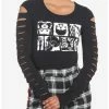 Deals 🧨 Skeleton Slashed Long-Sleeve 👧 Girls Crop Top ⭐