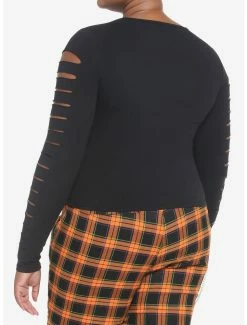 Wholesale ⌛ Skeleton Slashed Long-Sleeve 👧 Girls Crop Top Plus Size 🛒 -HT Style Outlet Store 18817547 av2