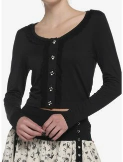 Cheap ๐งจ Black Mushroom ๐ง Girls Crop Long-Sleeve Top ๐