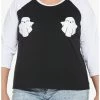 Flash Sale 😉 Smiling Ghost 👧 Girls Raglan T-Shirt Plus Size 🌟 -HT Style Outlet Store 18817595 hi