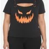 Cheap 🎉 Black Jack-O'-Lantern Cutout 👧 Girls T-Shirt Plus Size ⭐ -HT Style Outlet Store 18817611 hi