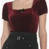 Flash Sale 🤩 Burgundy Velvet Puff-Sleeve 👧 Girls Top 🧨 -HT Style Outlet Store 18817620 hi
