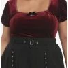 Best Pirce ⌛ Burgundy Velvet Puff-Sleeve 👧 Girls Top Plus Size 🎉 -HT Style Outlet Store 18817628 hi