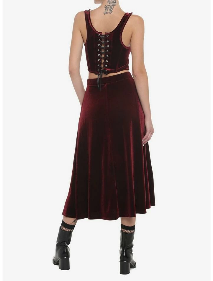 Promo ✔️ Burgundy Velvet Lace-Up 👧 Girls Corset 👍 5 Promo ✔️ Burgundy Velvet Lace-Up 👧 Girls Corset 👍 - Image 3